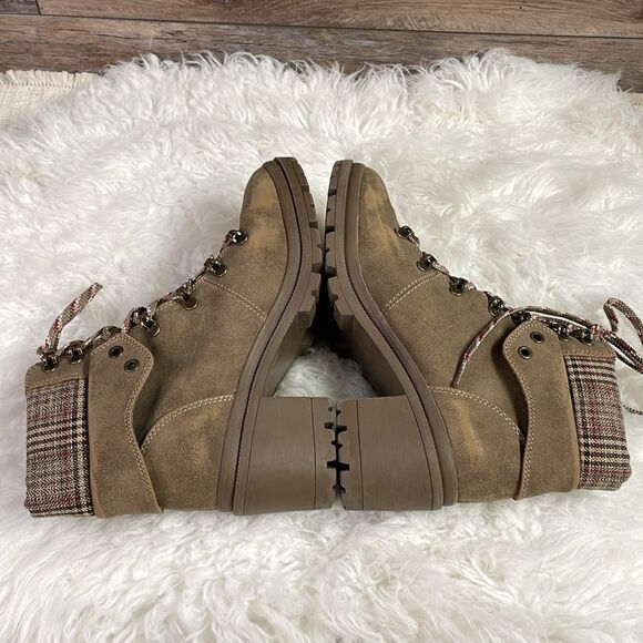 JELLYPOP Women’s Mission Hiker Lace Up Booties Chunky Heels Size 8 1/2” Tan - Picture 7 of 15